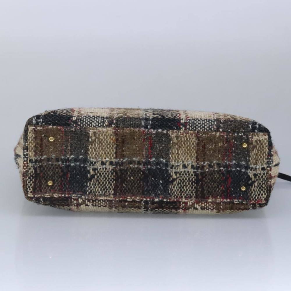BURBERRY Hand Bag Wool Beige Gold Auth bs19268 - Picture 9 of 16